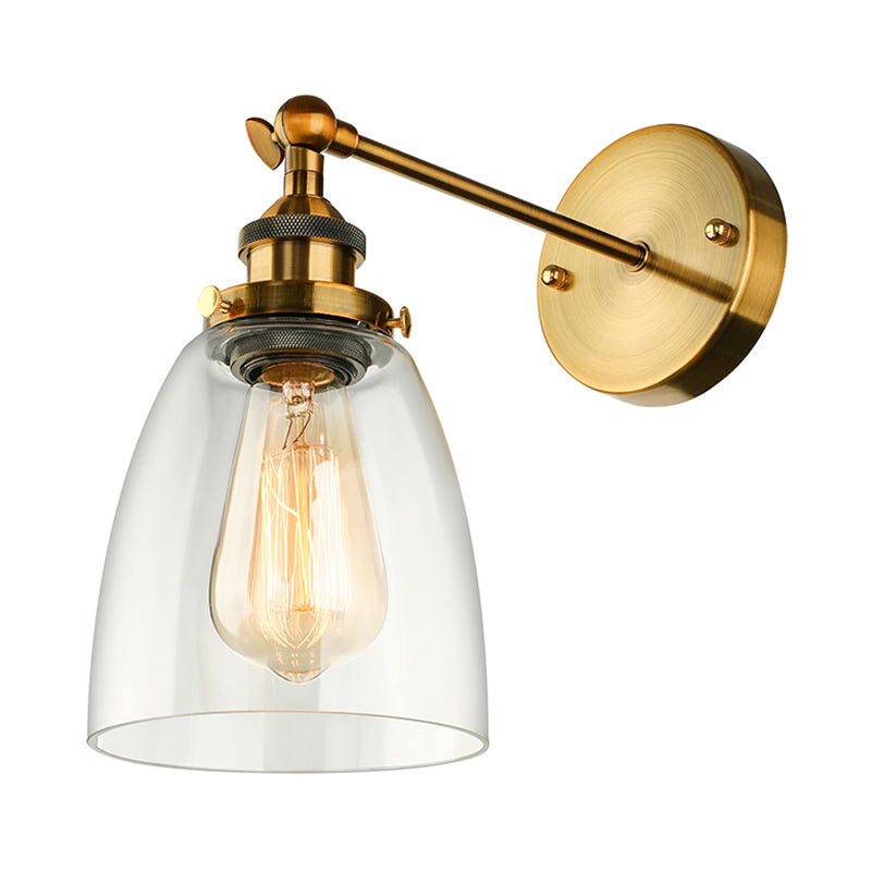 Avtoit | Bronze/Brass/Copper One Light Wall Lamp Vintage Style Clear Glass Tapered Lighting Fixture for Living Room