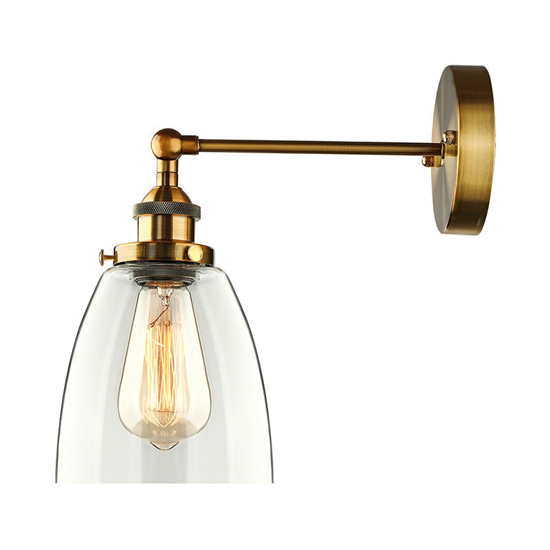 Avtoit | Bronze/Brass/Copper One Light Wall Lamp Vintage Style Clear Glass Tapered Lighting Fixture for Living Room