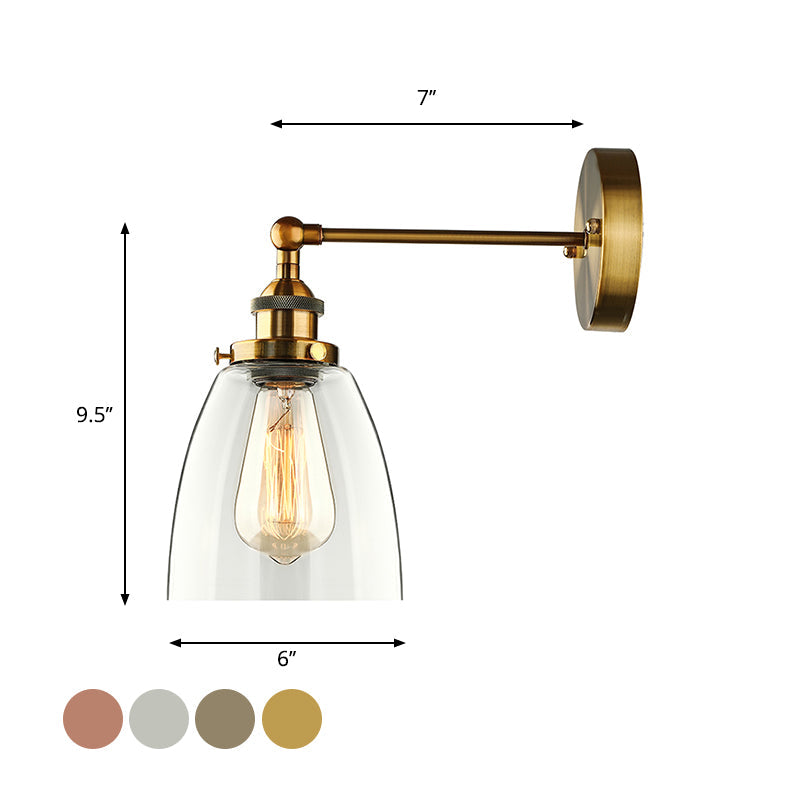 Avtoit | Bronze/Brass/Copper One Light Wall Lamp Vintage Style Clear Glass Tapered Lighting Fixture for Living Room