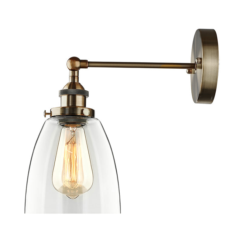 Avtoit | Bronze/Brass/Copper One Light Wall Lamp Vintage Style Clear Glass Tapered Lighting Fixture for Living Room