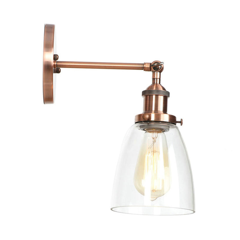 Avtoit | Bronze/Brass/Copper One Light Wall Lamp Vintage Style Clear Glass Tapered Lighting Fixture for Living Room