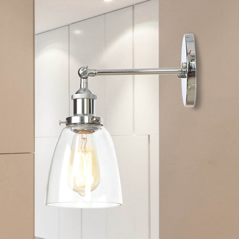 Avtoit | Bronze/Brass/Copper One Light Wall Lamp Vintage Style Clear Glass Tapered Lighting Fixture for Living Room