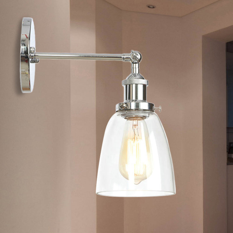 Avtoit | Bronze/Brass/Copper One Light Wall Lamp Vintage Style Clear Glass Tapered Lighting Fixture for Living Room