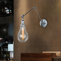 Avtoit | Bulb Shade Clear Glass Wall Lighting Industrial Single Light Living Room Wall Lamp in Chrome