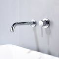 Avtoit | Round Single Handle Bathroom Faucet 2-Hole Wall Mounted Bathroom Faucet with Swivel Head