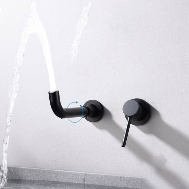Avtoit | Round Single Handle Bathroom Faucet 2-Hole Wall Mounted Bathroom Faucet with Swivel Head