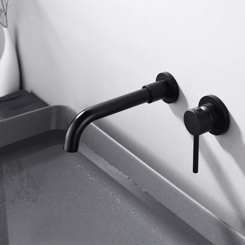 Avtoit | Round Single Handle Bathroom Faucet 2-Hole Wall Mounted Bathroom Faucet with Swivel Head