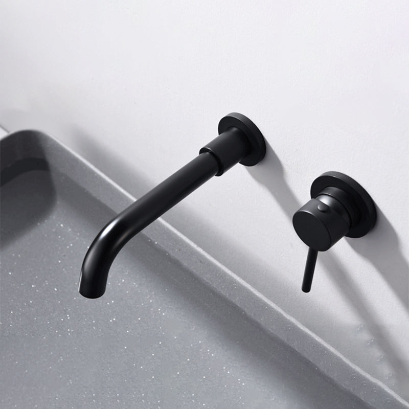 Avtoit | Round Single Handle Bathroom Faucet 2-Hole Wall Mounted Bathroom Faucet with Swivel Head