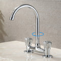 Avtoit | Round 2-Handle Basin Mixer 2-Hole Center-Set Basin Mixer with Curved Spout