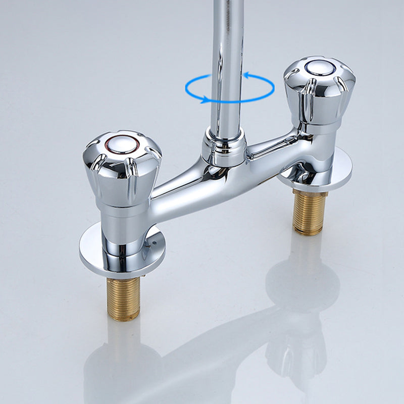Avtoit | Round 2-Handle Basin Mixer 2-Hole Center-Set Basin Mixer with Curved Spout