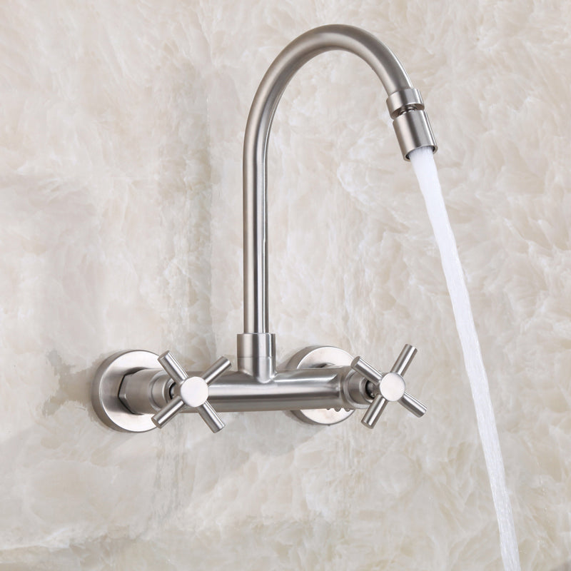 Avtoit | Round 2-Handle Bathroom Faucet Single Hole Wall Mounted Bathroom Faucet