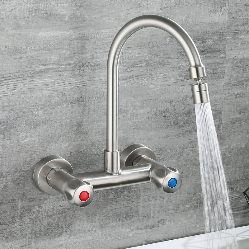 Avtoit | Round 2-Handle Bathroom Faucet Single Hole Wall Mounted Bathroom Faucet