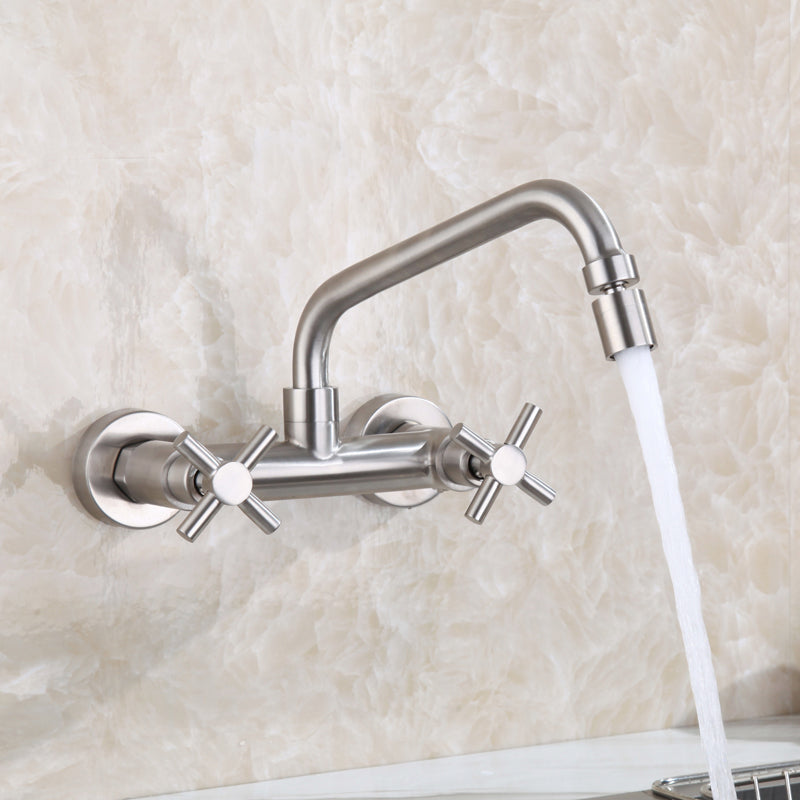 Avtoit | Round 2-Handle Bathroom Faucet Single Hole Wall Mounted Bathroom Faucet