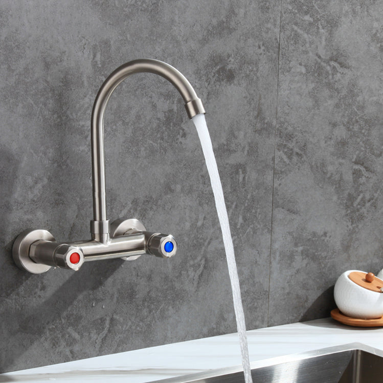 Avtoit | Round 2-Handle Bathroom Faucet Single Hole Wall Mounted Bathroom Faucet