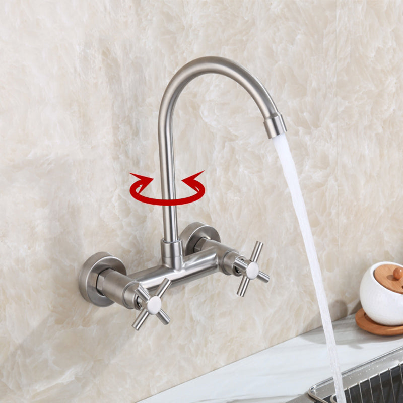 Avtoit | Round 2-Handle Bathroom Faucet Single Hole Wall Mounted Bathroom Faucet