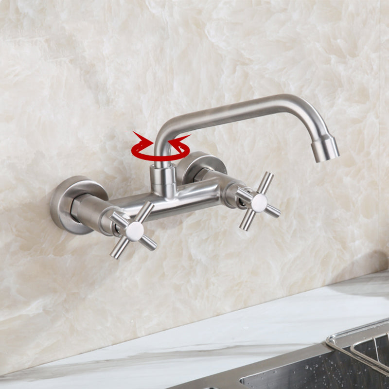 Avtoit | Round 2-Handle Bathroom Faucet Single Hole Wall Mounted Bathroom Faucet