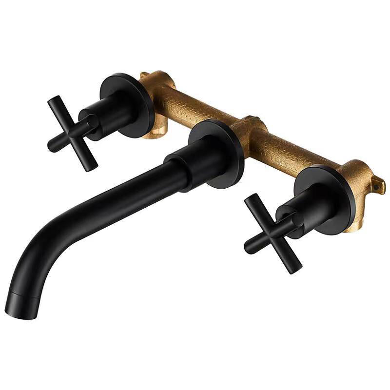 Avtoit | Modern 1- or 2-Handle Bathroom Sink Faucet Round Wall-Mounted Bathroom Faucet.
