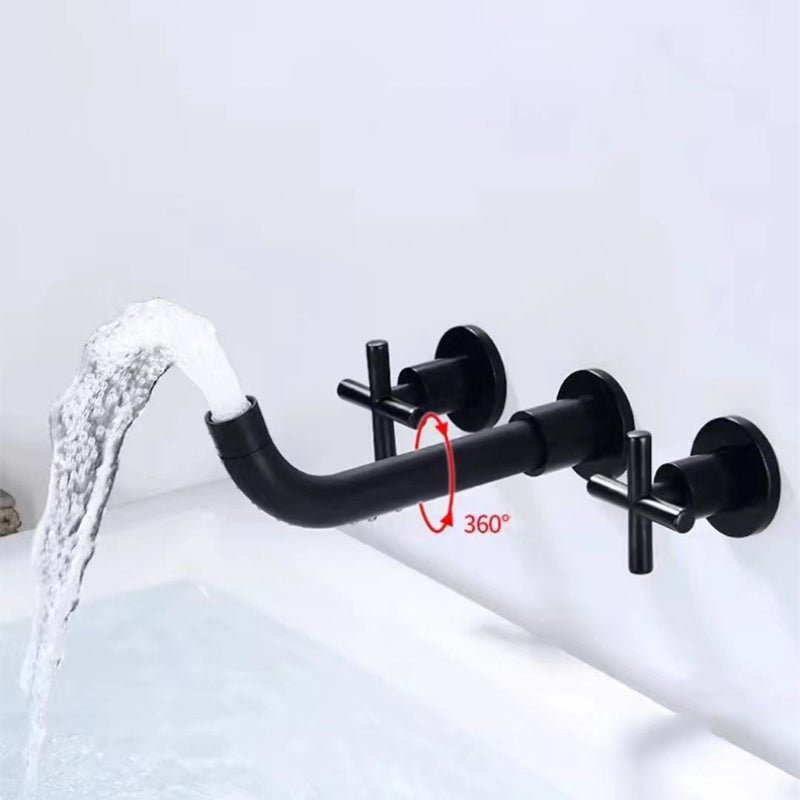 Avtoit | Modern 1- or 2-Handle Bathroom Sink Faucet Round Wall-Mounted Bathroom Faucet.