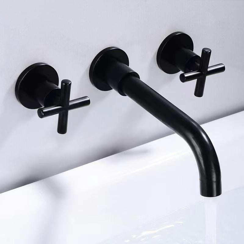 Avtoit | Modern 1- or 2-Handle Bathroom Sink Faucet Round Wall-Mounted Bathroom Faucet.