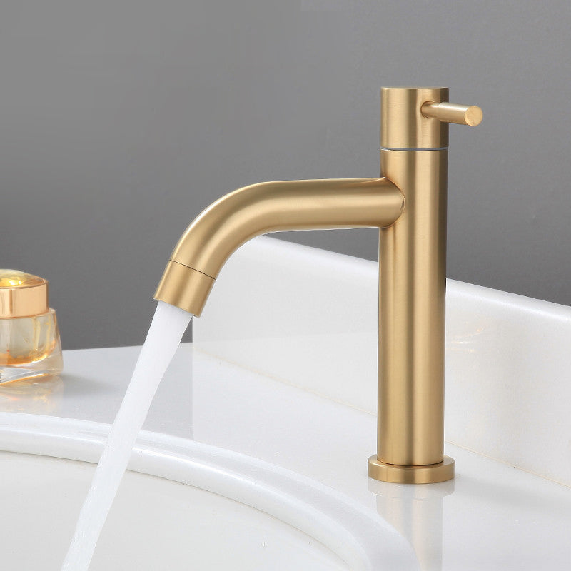 Avtoit | Round Single Handle Bathroom Faucet Single Hole Sink Faucet in Brushed Gold