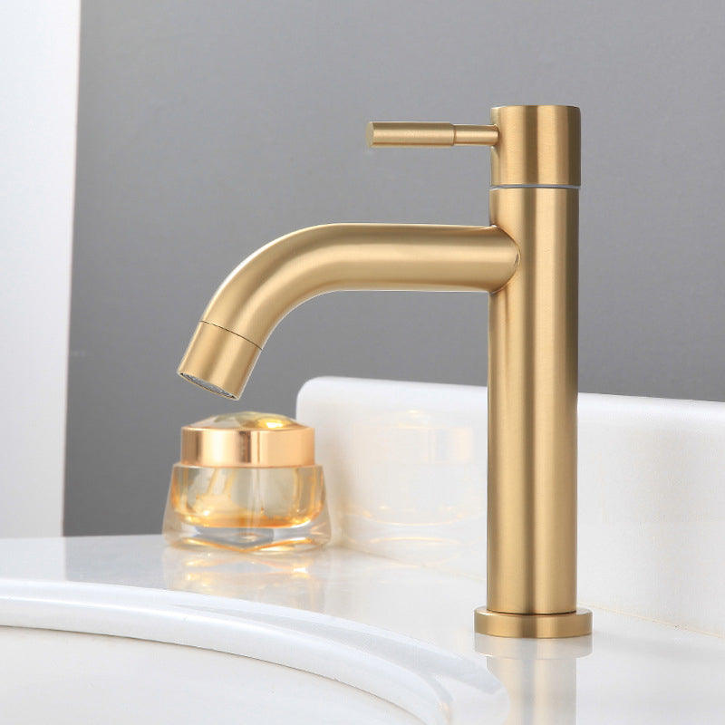 Avtoit | Round Single Handle Bathroom Faucet Single Hole Sink Faucet in Brushed Gold