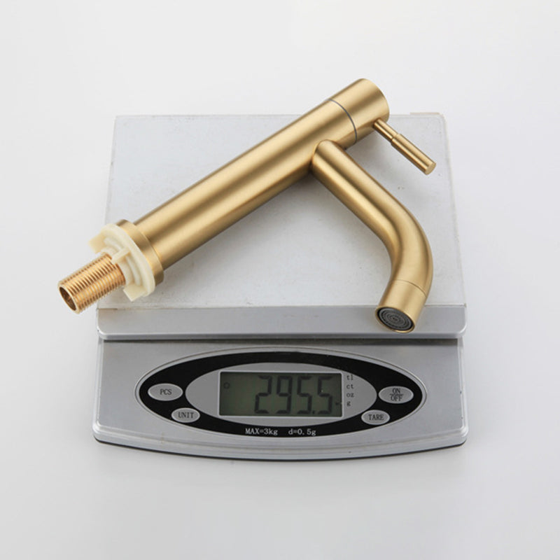 Avtoit | Round Single Handle Bathroom Faucet Single Hole Sink Faucet in Brushed Gold