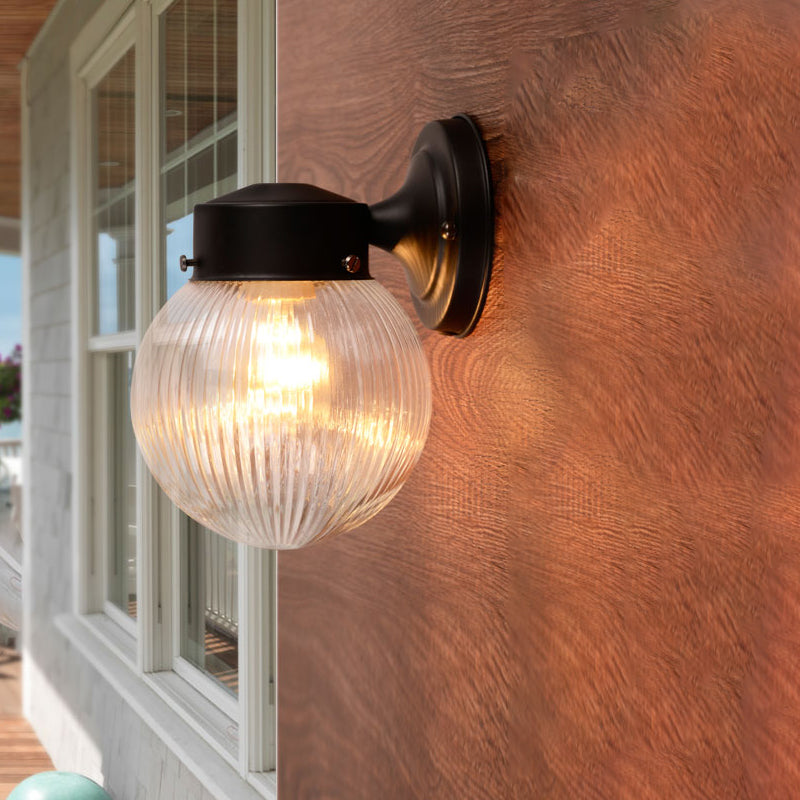 Avtoit | Globe Wall Lamp Vintage 1 Light Mini Wall Fixture with White/Clear Glass Shade for Bathroom
