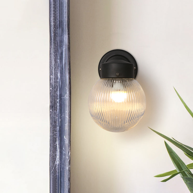Avtoit | Globe Wall Lamp Vintage 1 Light Mini Wall Fixture with White/Clear Glass Shade for Bathroom