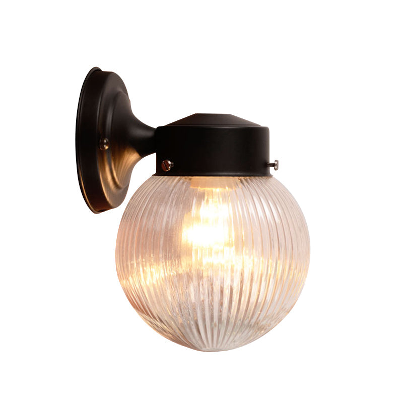 Avtoit | Globe Wall Lamp Vintage 1 Light Mini Wall Fixture with White/Clear Glass Shade for Bathroom