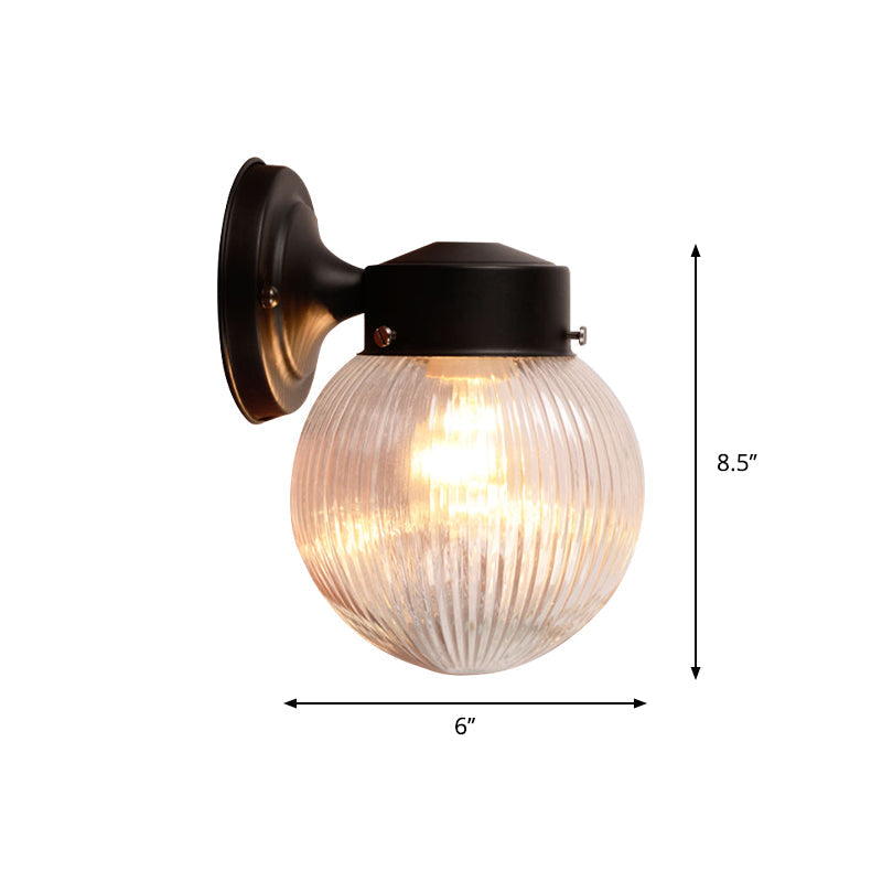 Avtoit | Globe Wall Lamp Vintage 1 Light Mini Wall Fixture with White/Clear Glass Shade for Bathroom