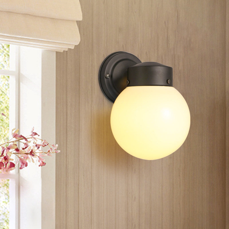 Avtoit | Globe Wall Lamp Vintage 1 Light Mini Wall Fixture with White/Clear Glass Shade for Bathroom