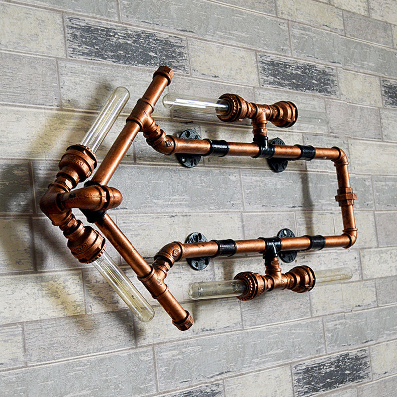 Avtoit | 6 Bulb Arrow-Shaped Wall Lamp with Tube Retro Industrial Bronze Wrought Iron Wall Lamp for Bathroom