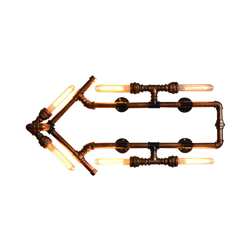 Avtoit | 6 Bulb Arrow-Shaped Wall Lamp with Tube Retro Industrial Bronze Wrought Iron Wall Lamp for Bathroom