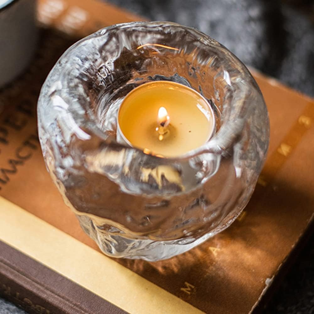 Avtoit | Glass Tealight Holder – Decorative Candle Holder made of Clear Glass for Cozy Lighting