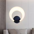 Avtoit | LED Nightstand Wall Lamp Nordic Style White/Black Wall Light with Circle Moon Acrylic Shade