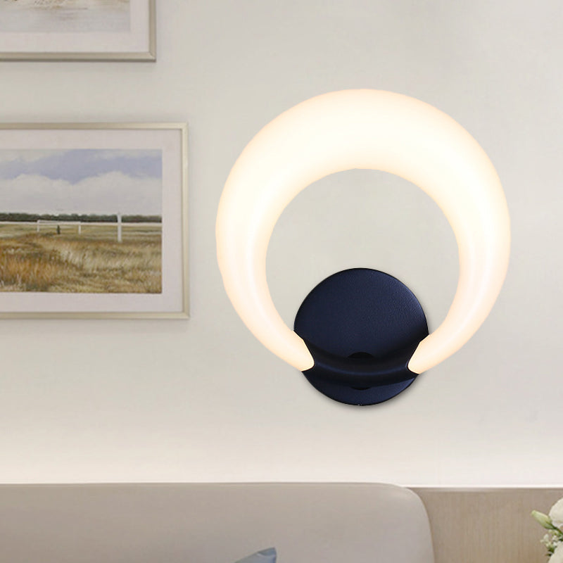 Avtoit | LED Nightstand Wall Lamp Nordic Style White/Black Wall Light with Circle Moon Acrylic Shade
