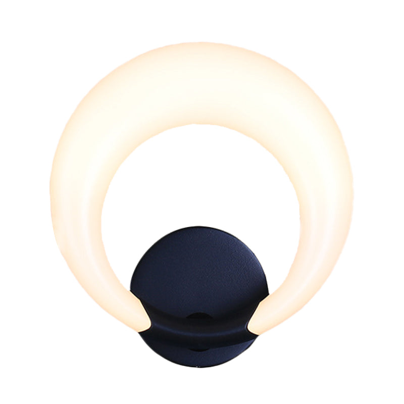 Avtoit | LED Nightstand Wall Lamp Nordic Style White/Black Wall Light with Circle Moon Acrylic Shade