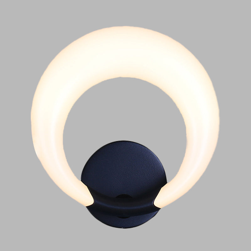 Avtoit | LED Nightstand Wall Lamp Nordic Style White/Black Wall Light with Circle Moon Acrylic Shade
