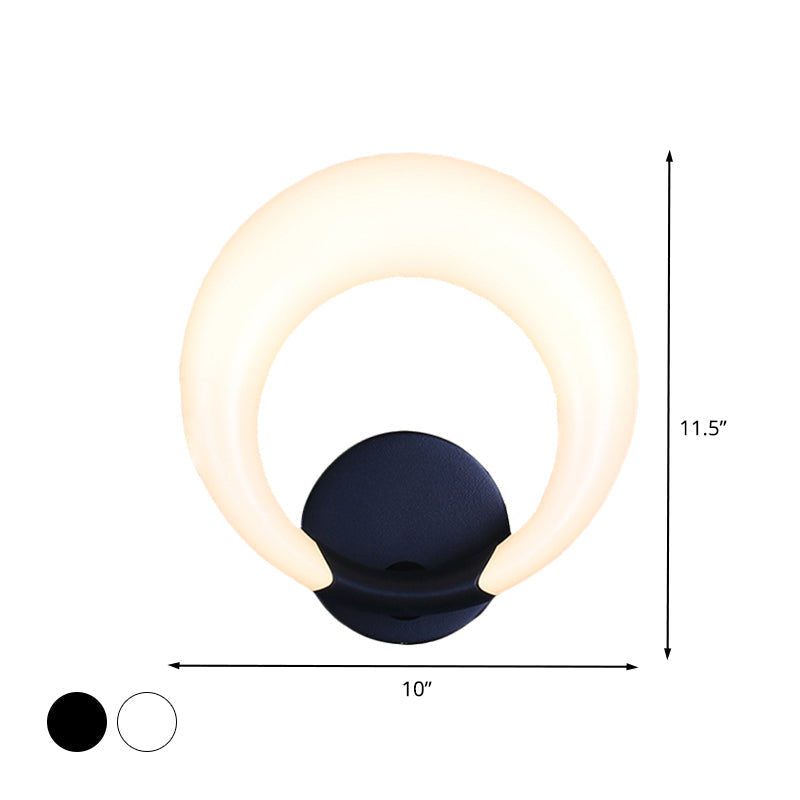 Avtoit | LED Nightstand Wall Lamp Nordic Style White/Black Wall Light with Circle Moon Acrylic Shade