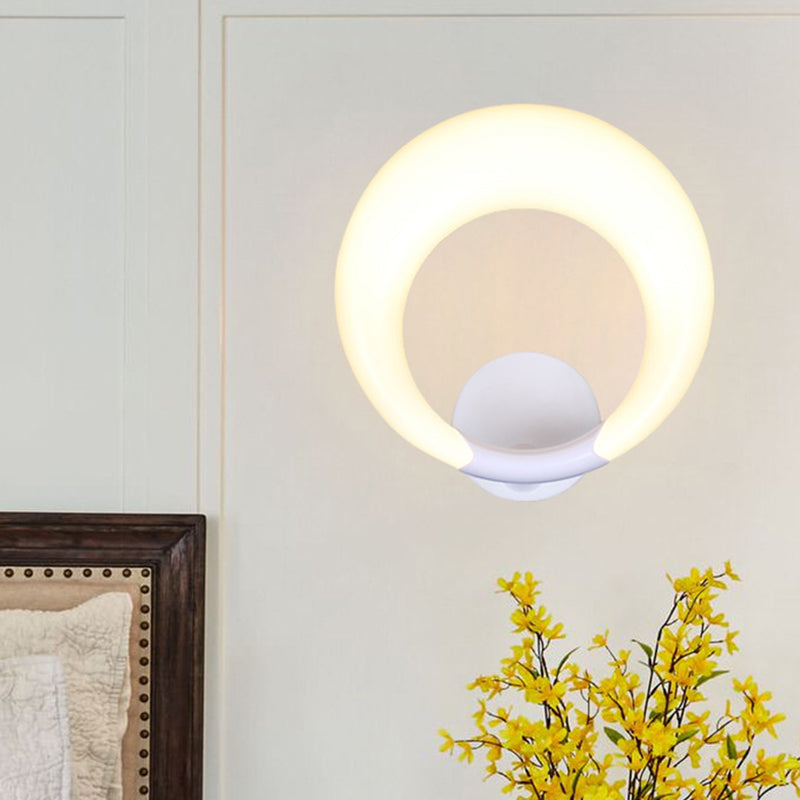 Avtoit | LED Nightstand Wall Lamp Nordic Style White/Black Wall Light with Circle Moon Acrylic Shade