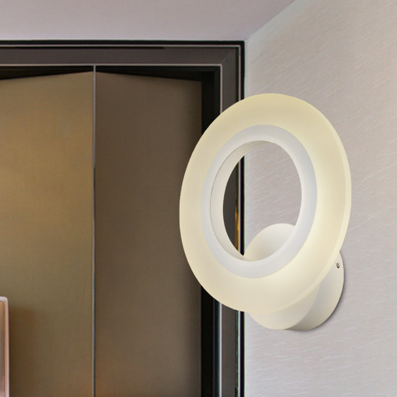 Avtoit | Modern LED Wall Mounted Light White Ring Wall Lamp with Acrylic Shade in Warm/White Light