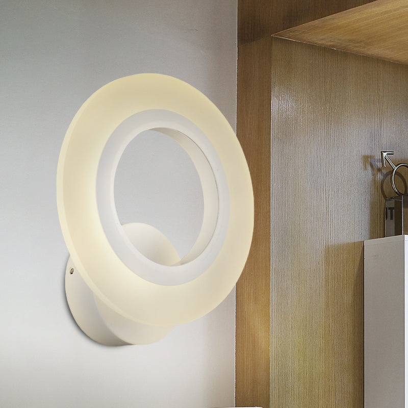 Avtoit | Modern LED Wall Mounted Light White Ring Wall Lamp with Acrylic Shade in Warm/White Light