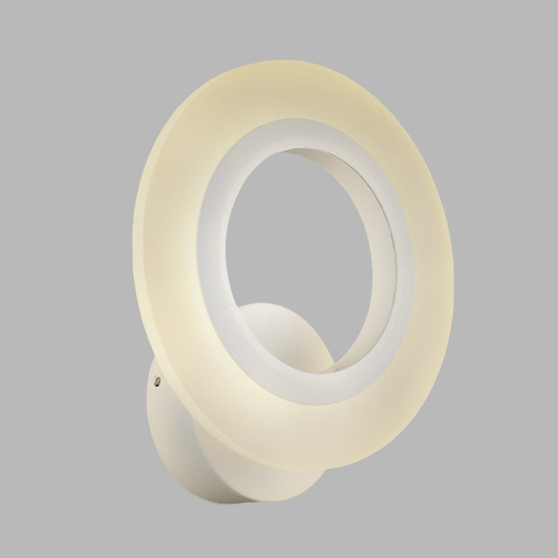 Avtoit | Modern LED Wall Mounted Light White Ring Wall Lamp with Acrylic Shade in Warm/White Light