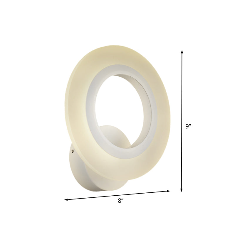 Avtoit | Modern LED Wall Mounted Light White Ring Wall Lamp with Acrylic Shade in Warm/White Light