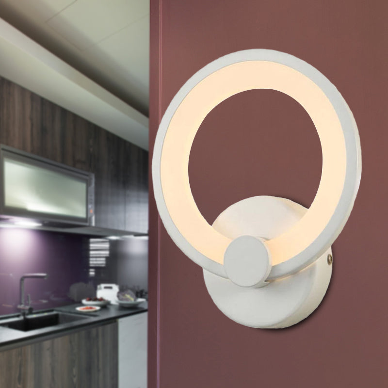 Avtoit | White Hoop Wall Spotlight Lighting Simple LED Acrylic Wall-Mounted Lamp Light for Corner