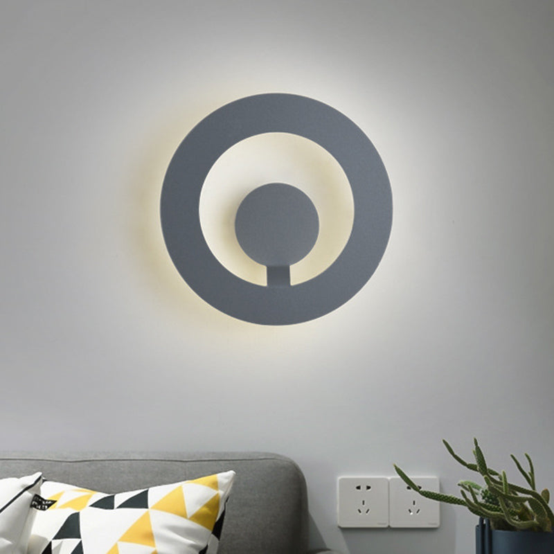 Avtoit | Gray Finish Round Wall Light Minimalist 7"/9" Dia LED Metal Wall Light for Living Room