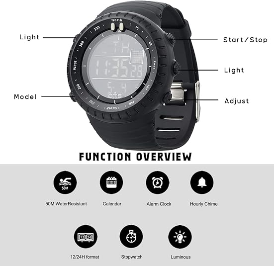 Avtoit | Henry Waterproof Men’s Digital Sports Watch – Shockproof, Tactical & LED Backlit Outdoor Timepiece
