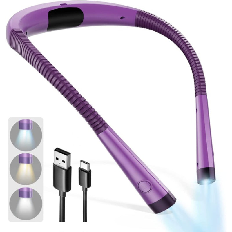 Avtoit | LED Neck Reading Lamp, Book Light for Reading in Bed, 3 Colors, 6 Brightness Levels, Flexible Arm, Rechargeable, Durable, Perfect for Reading, Knitting, Camping, Repairing