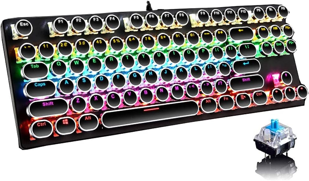 Avtoit | 87-Key Mechanical Gaming Keyboard RGB Backlit Blue Switch