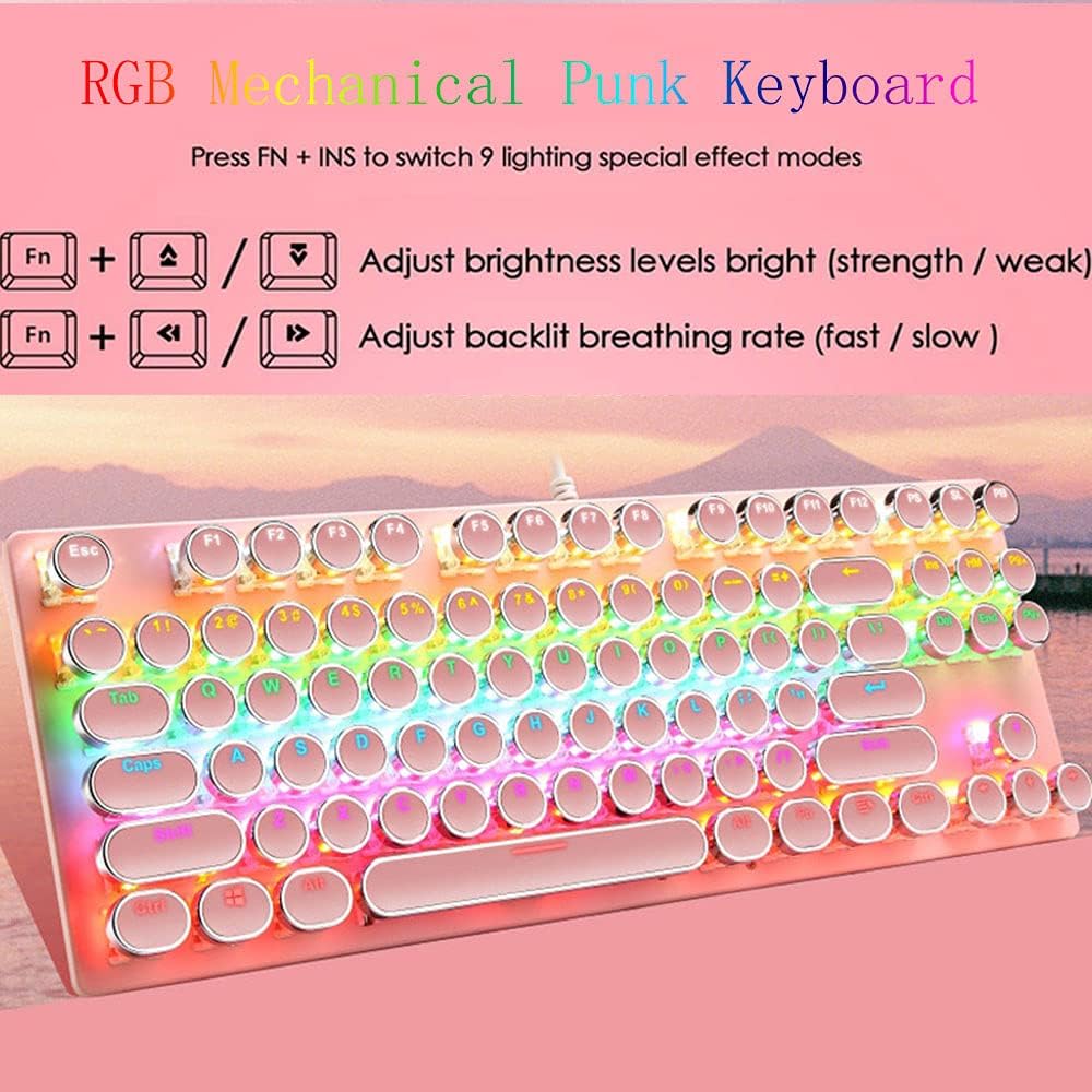 Avtoit | 87-Key Mechanical Gaming Keyboard RGB Backlit Blue Switch